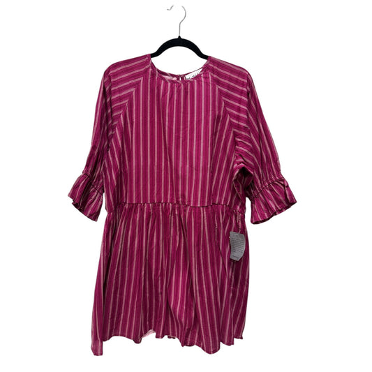 Maisie Pink Striped Ruffle Sleeve Babydoll Dress Women's Size L