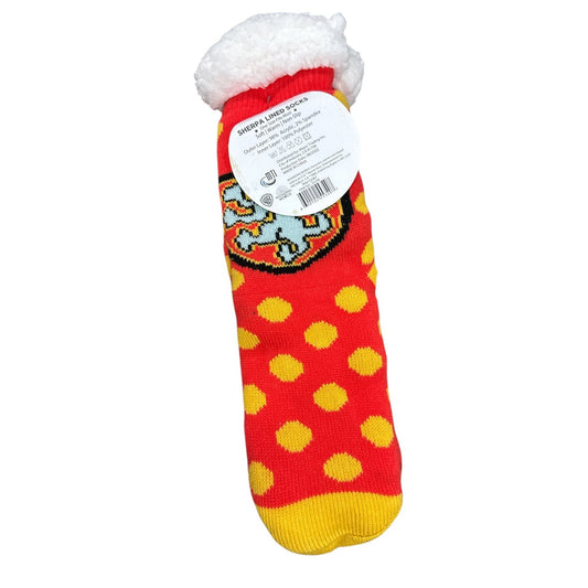 Harry Potter Gryffindor Sherpa-Lined Non-Slip Socks Red/Yellow Polka Dot Soft & Warm Cozy Winter Wear For Adults
