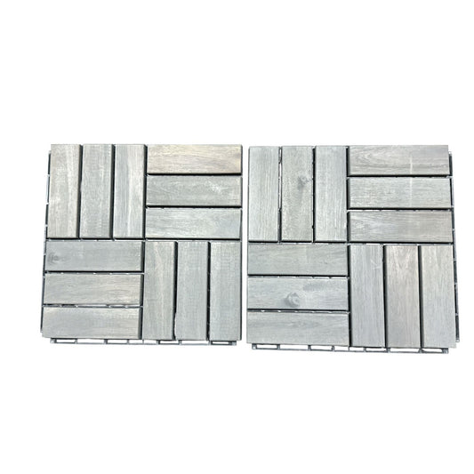 Thyoi Deck Tiles 12"x12" Natural Acacia Wood Waterproof PP Base Grey 10 Pieces Square Joint
