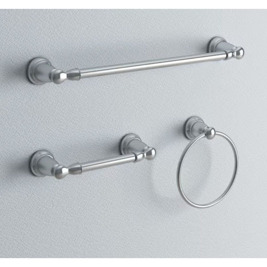 Moen Iso DN0793CH 3-Piece Bath Accessory Kit With Towel Bar, Towel Ring & Pivoting Paper Holder, Chrome Finish