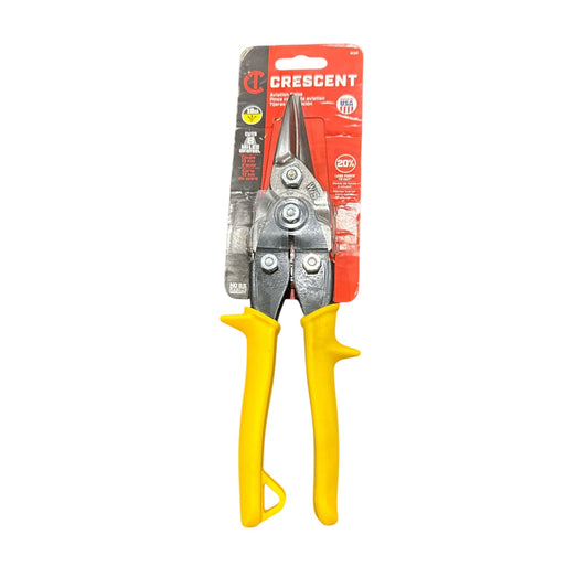 Crescent Aviation Snips With Yellow Ergonomic Handles For Cutting Sheet Metal