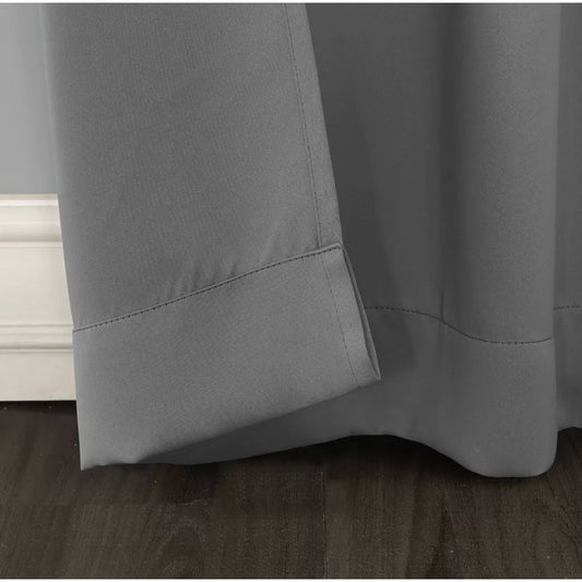 Sun Zero Gray Blackout Curtain Panels With Grommets - Set Of 2 40" X 63" Energy Efficient Light Blocking