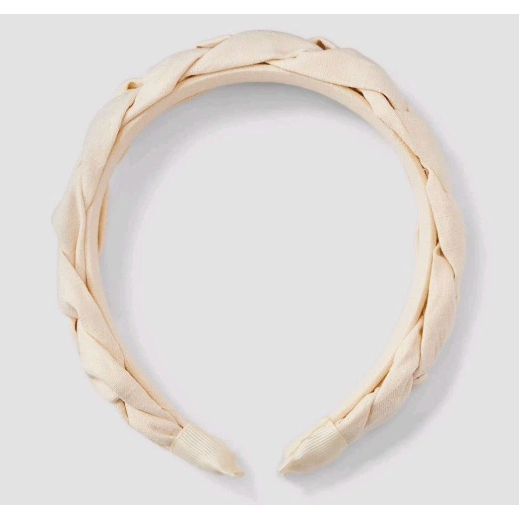 Universal Thread & Cat & Jack Headbands Set Cream Braided & White Bow Women's & Girls Hair Accessories