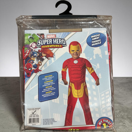 Marvel Super Hero Adventures Iron Man Toddler Costume With Mask & Padded Chest - Red & Yellow - Size 2T-4T