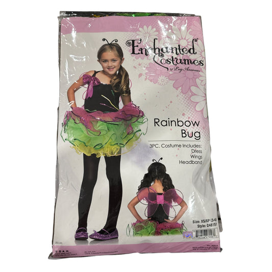 Enchanted Costumes Rainbow Bug 3-Piece Kids Costume - Size XS/XP (3-4) Includes Dress, Wings & Headband