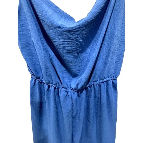 Good Luck Gem Women's Blue Sleeveless Romper With Adjustable Straps Size M