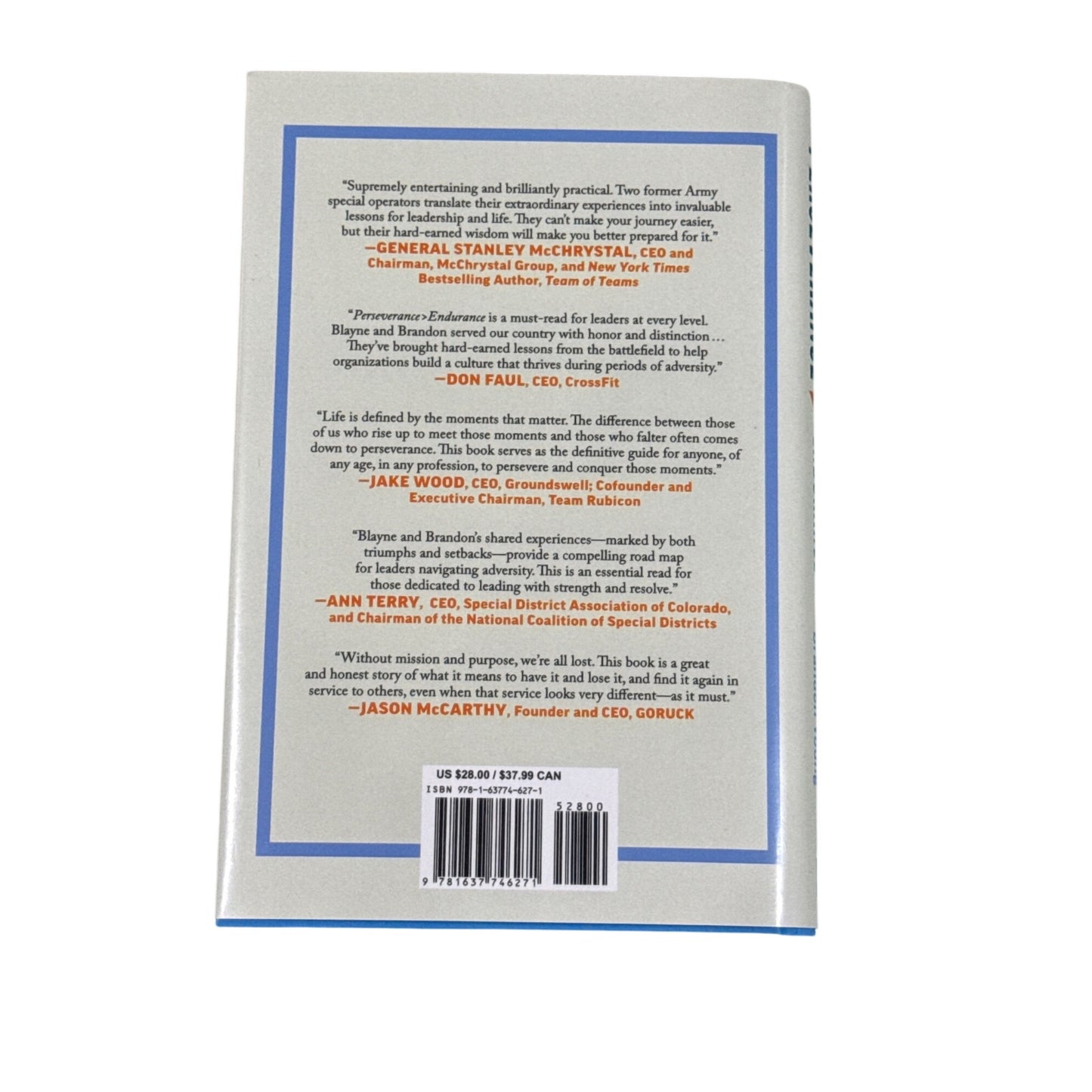 Perseverance > Endurance Hardcover Leadership Book By Blayne Smith & Brandon Young