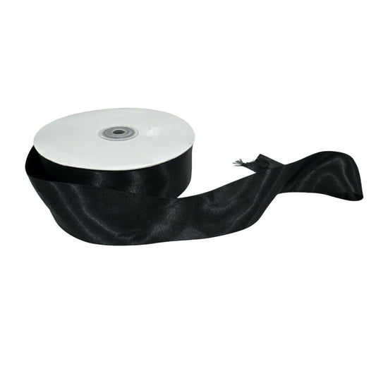 Wide Black Satin Ribbon Roll 1-1/2" x Approx. 30+ Yards For Crafts Gift Wrapping And Decorations