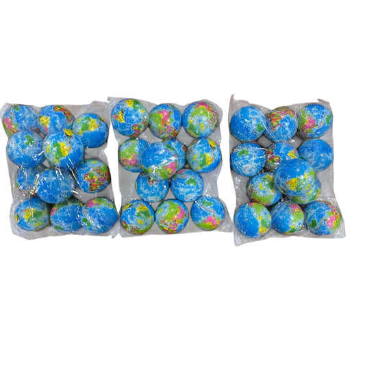 Mini 2" Globe Stress Balls 36 Pcs- Educational & Fun Stress Relief Toys - World Map Design - Classroom Supplies For Party Favors