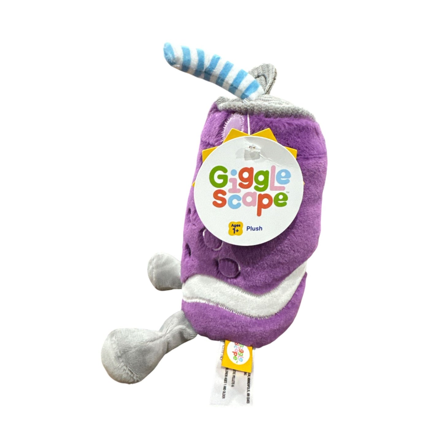 Gigglescape Grape Juice Box Plush Toy With Straw & Legs For Ages 1+