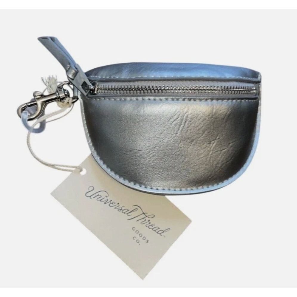 Universal Thread Small Silver Coin Pouch With Zipper & Keychain Clip - Set Of 2
