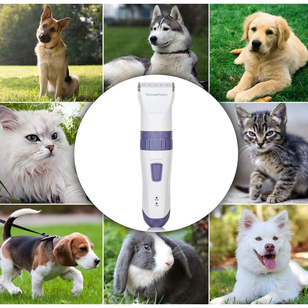 Pro Pet Grooming Clipper Kit For Dogs & Cats Cordless & Quiet Includes Scissors, Comb & Attachments