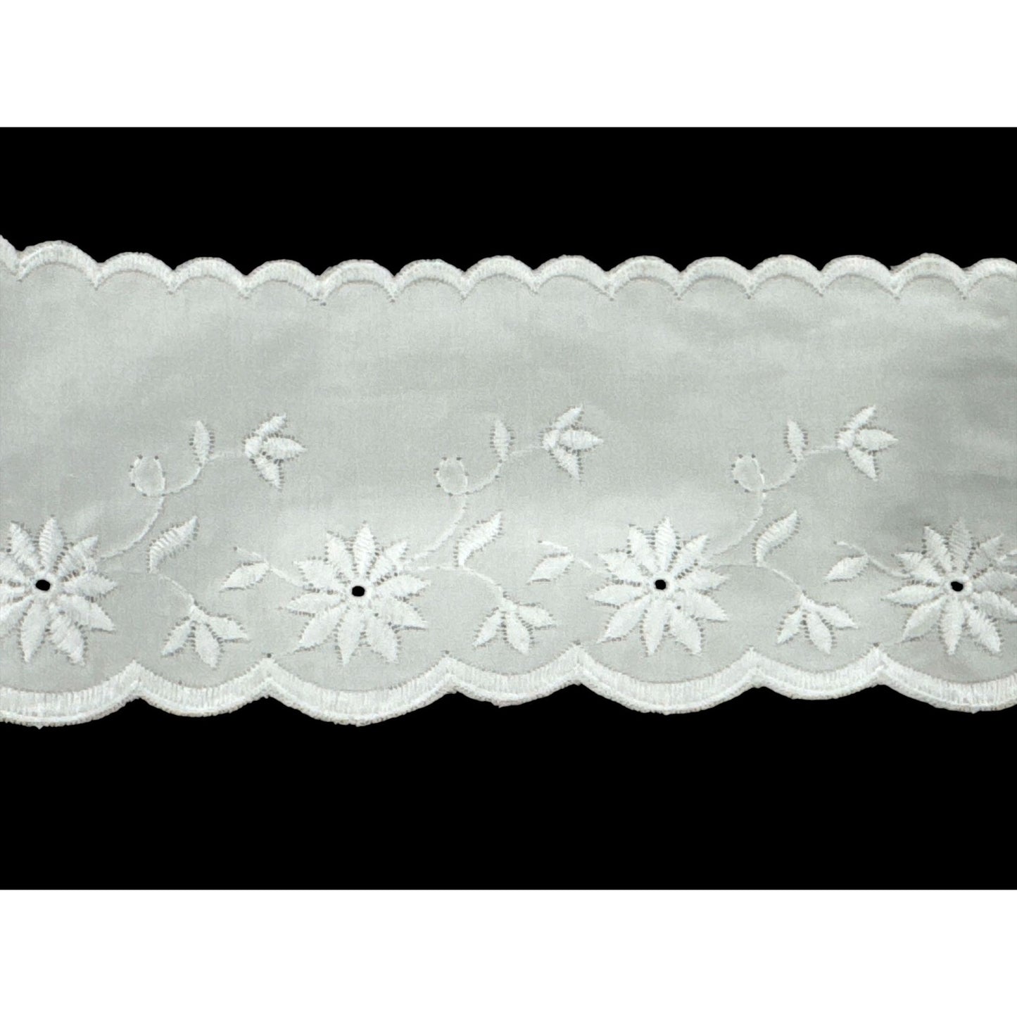 Ivory Embroidered Floral Eyelet Trim 3" Wide Scalloped Edge Sewing Crafts 15 Yards