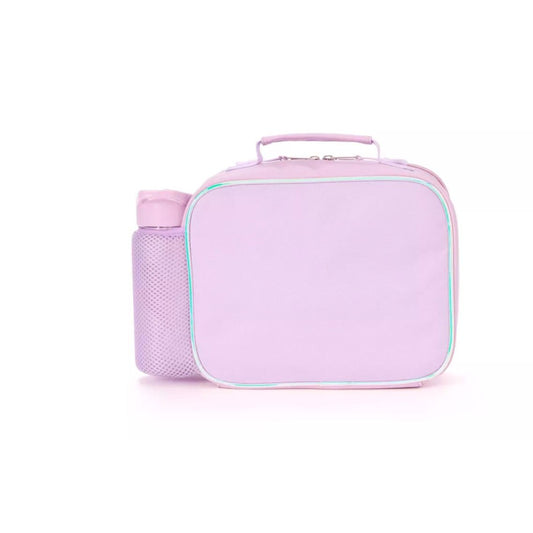 Sequin Lunch Bag With Water Bottle Holder & Insulation Pink & Purple Glitter Design