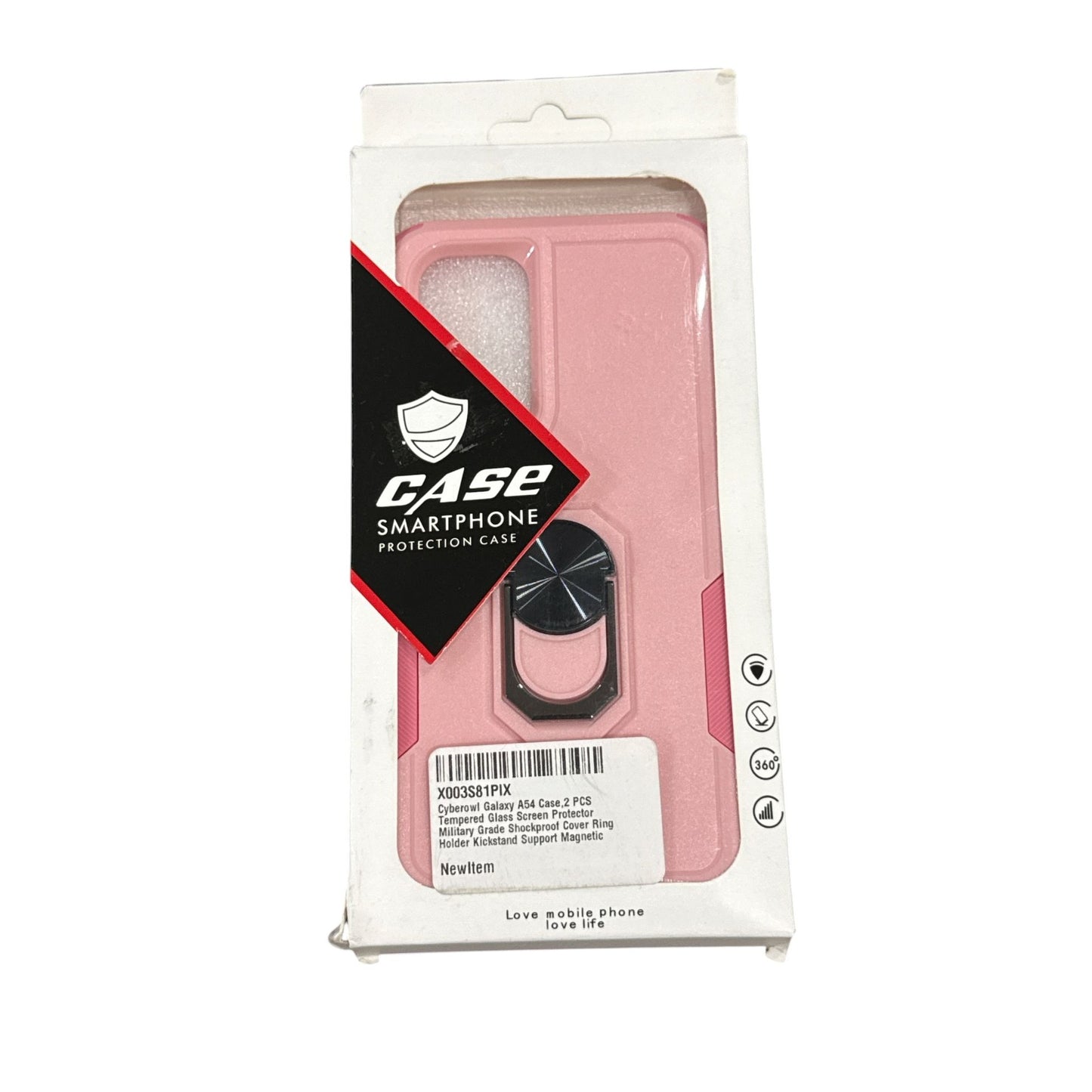 Samsung Galaxy A54 Case With Tempered Glass Shockproof Magnetic Ring Holder Kickstand Pink