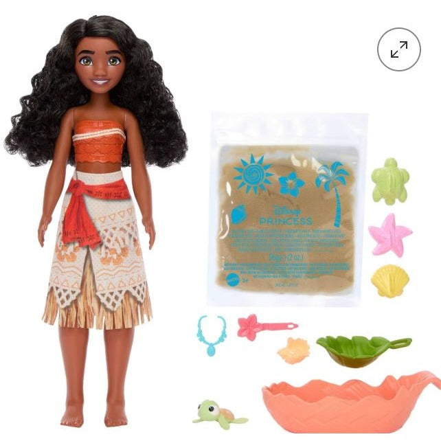 Disney Princess Ocean Friends Moana Doll With Accessories & Moldable Sand Set For Kids Ages 3+