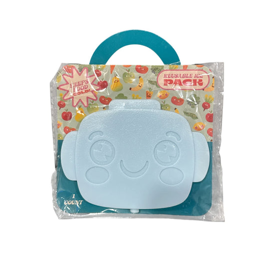 Reusable Ice Packs With Cartoon Designs - 4 Blue Robot Face & 6 Pink Apple Shape - Keeps Food Cold - 10-Pack Kids Lunch Accessory