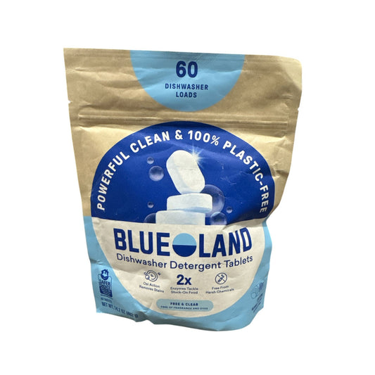 Blueland Dishwasher Detergent Tablets 60-Count Plastic-Free Powerful Enzymes Stain-Fighting Free & Clear Eco-Friendly