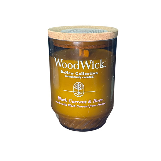 WoodWick ReNew Collection Black Currant & Rose Candle With Cork Lid Consciously Created Soy-Coconut Wax Blend 13oz