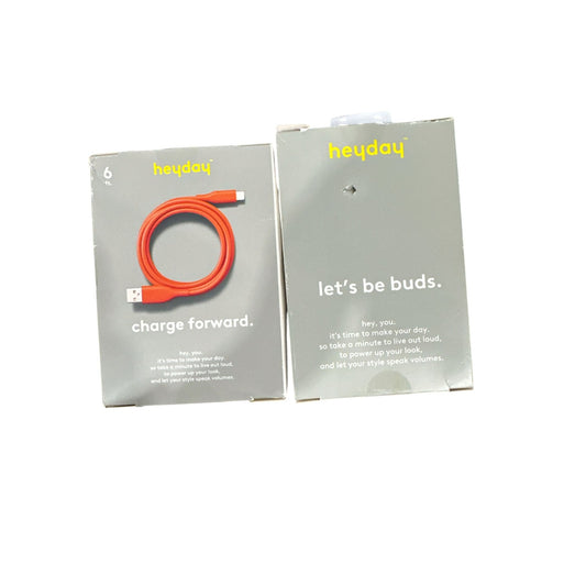 Heyday Wired Earbuds & 6-Ft Soft-Touch Charging Cable Orange