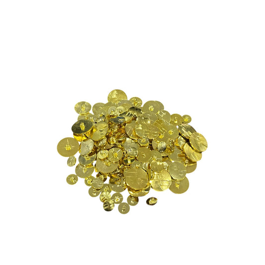 120pcs. Gold Metallic Round Sequins With Hole For Crafts And Sewing - Assorted Sizes