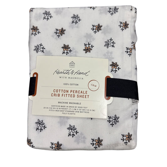 Hearth & Hand With Magnolia Cotton Percale Crib Fitted Sheet Fully Elastic Floral Print 28"x52"x9" Oeko-Tex Certified