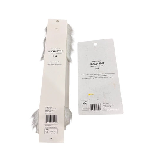 White Fur Rug 11.4"x9.8" & Disco Ball Magnets 4-Pack Locker Style By U Brands