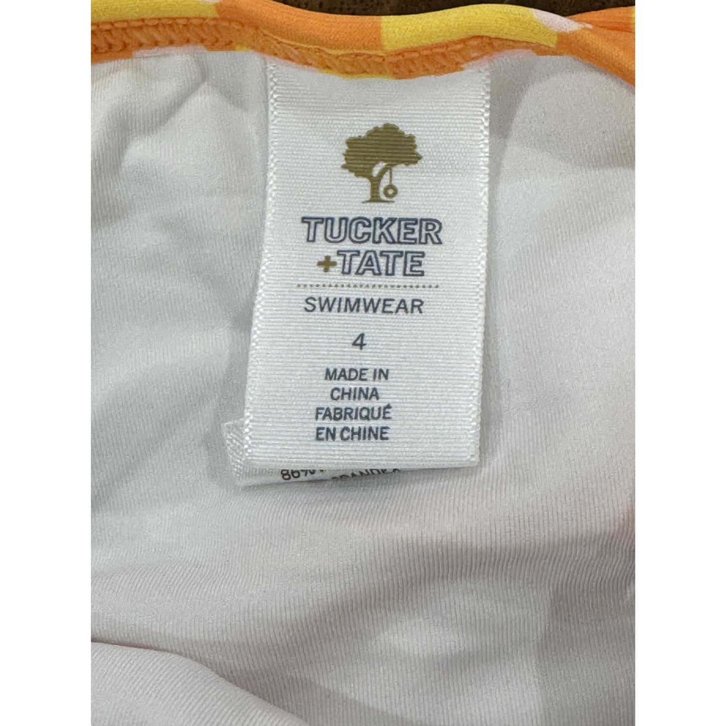 Tucker + Tate Girls Swimsuit Size 4 Orange Yellow Floral One Piece Ruffle Toddler Swimwear