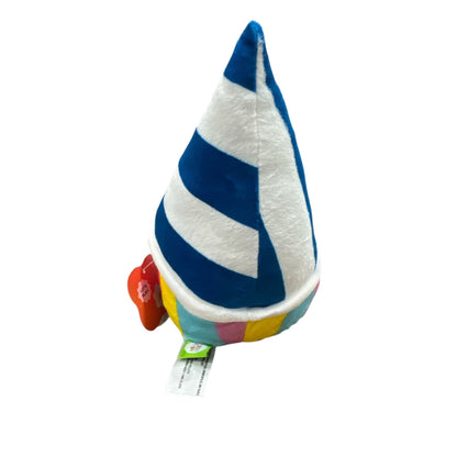 Rainbow Cone Shaped Plush Toy By Giggle Scope 10" Multicolor With Striped Hat