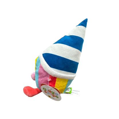 Rainbow Cone Shaped Plush Toy By Giggle Scope 10" Multicolor With Striped Hat
