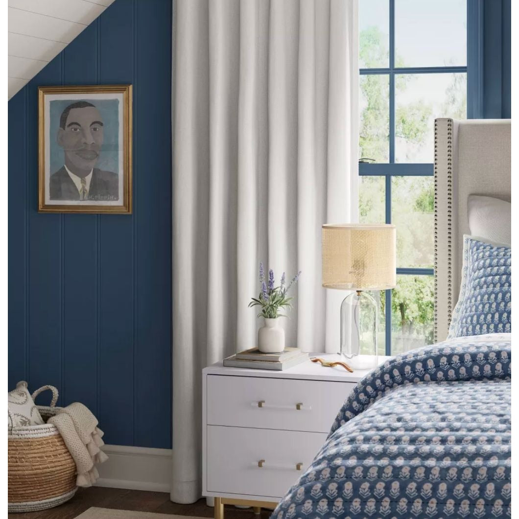 Threshold Blackout Curtain Pair 63" Long White Aruba 2 Panels 3-In-1 Hanging Style
