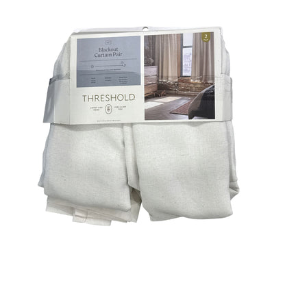 Threshold Blackout Curtain Pair 63" Long White Aruba 2 Panels 3-In-1 Hanging Style
