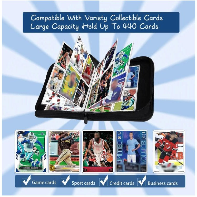 Mewtwo-Inspired Card Binder With 55 Pages For 440 Cards, Waterproof Design, 3-Ring Binder Blue & White For Trading & Collectible Cards