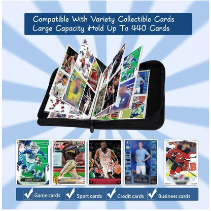 Mewtwo-Inspired Card Binder With 55 Pages For 440 Cards, Waterproof Design, 3-Ring Binder Blue & White For Trading & Collectible Cards
