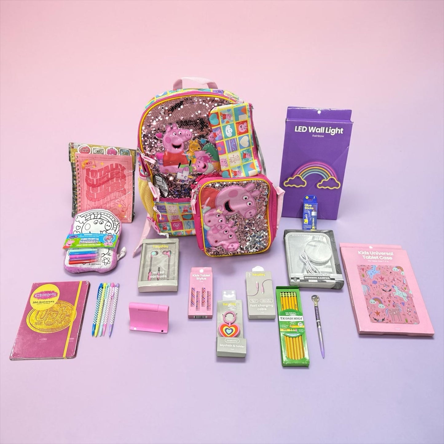 Peppa Pig 5-Piece Backpack Set With Accessories & Stationery Bundle - Perfect For Kids 20pcs Set