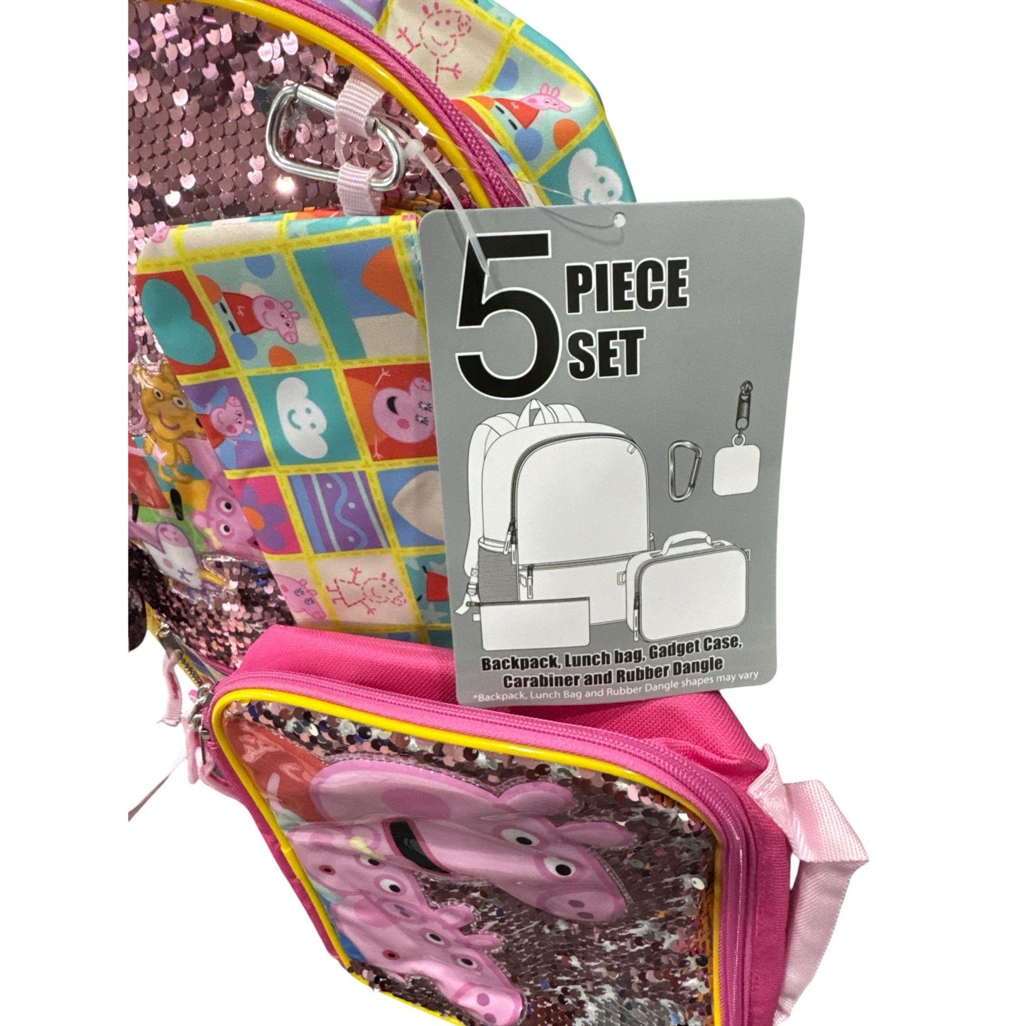 Peppa Pig 5-Piece Backpack Set With Accessories & Stationery Bundle - Perfect For Kids 20pcs Set