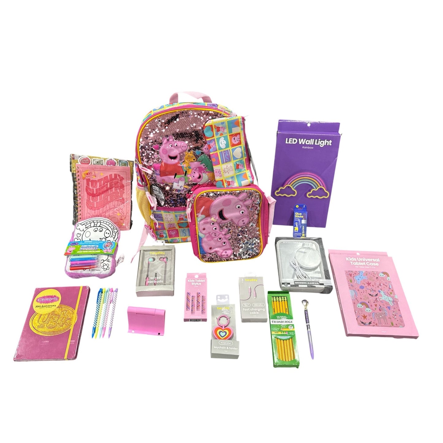 Peppa Pig 5-Piece Backpack Set With Accessories & Stationery Bundle - Perfect For Kids 20pcs Set
