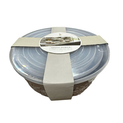 Artisan Row Embossed Mixing Bowls Set With Lids 6-Piece Floral Design Microwave & Dishwasher Safe