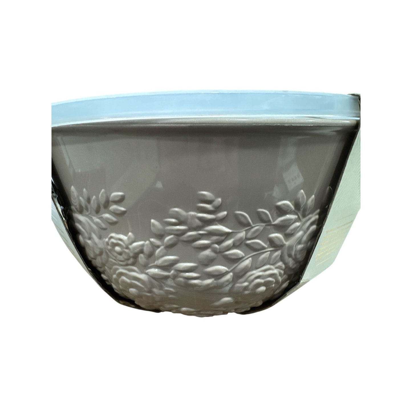 Artisan Row Embossed Mixing Bowls Set With Lids 6-Piece Floral Design Microwave & Dishwasher Safe