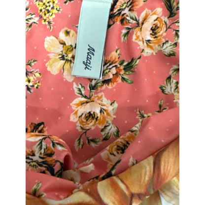 Maaji Floral Print Tie-Side Bikini Bottom Small Recycled Polyamide/Spandex Orange/White