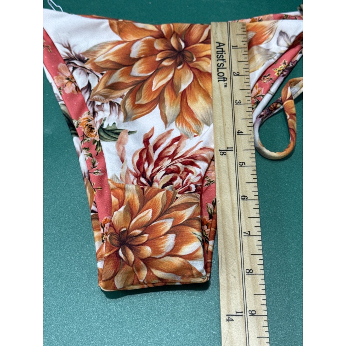 Maaji Floral Print Tie-Side Bikini Bottom Small Recycled Polyamide/Spandex Orange/White