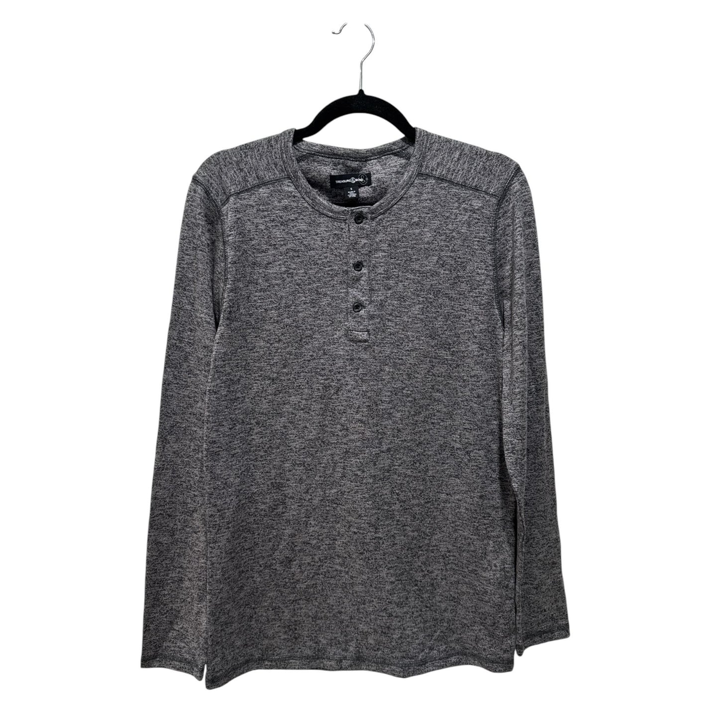 Treasure & Bond Gray Long-Sleeve Henley Shirt Small Lightweight Casual