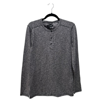 Treasure & Bond Gray Long-Sleeve Henley Shirt Small Lightweight Casual