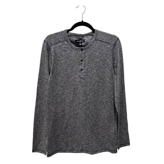 Treasure & Bond Gray Long-Sleeve Henley Shirt Small Lightweight Casual