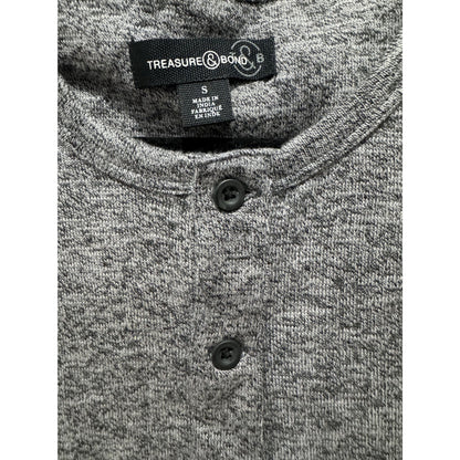 Treasure & Bond Gray Long-Sleeve Henley Shirt Small Lightweight Casual