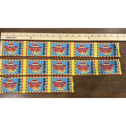 Pablo Cartoon Sombrero Fabric Labels Mexican Theme Sewing Quilting Craft Supplies 2"x2.5" Set Of 55
