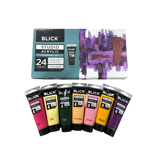 Blick Studio Acrylic Paint Set 24 Tubes (0.7 Oz Each) & 7 Large Tubes (4 Fl Oz Each) Professional Artist Quality