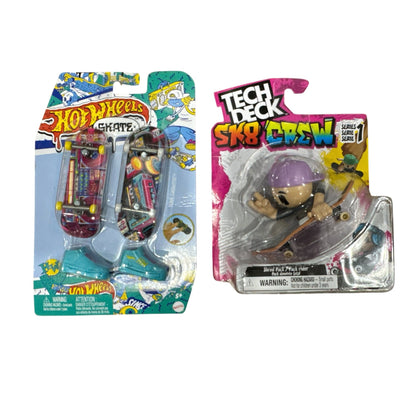 Tech Deck Sk8 Crew Series 1 Shred Pack & Hot Wheels Skate Cool Cassette Fingerboards Set