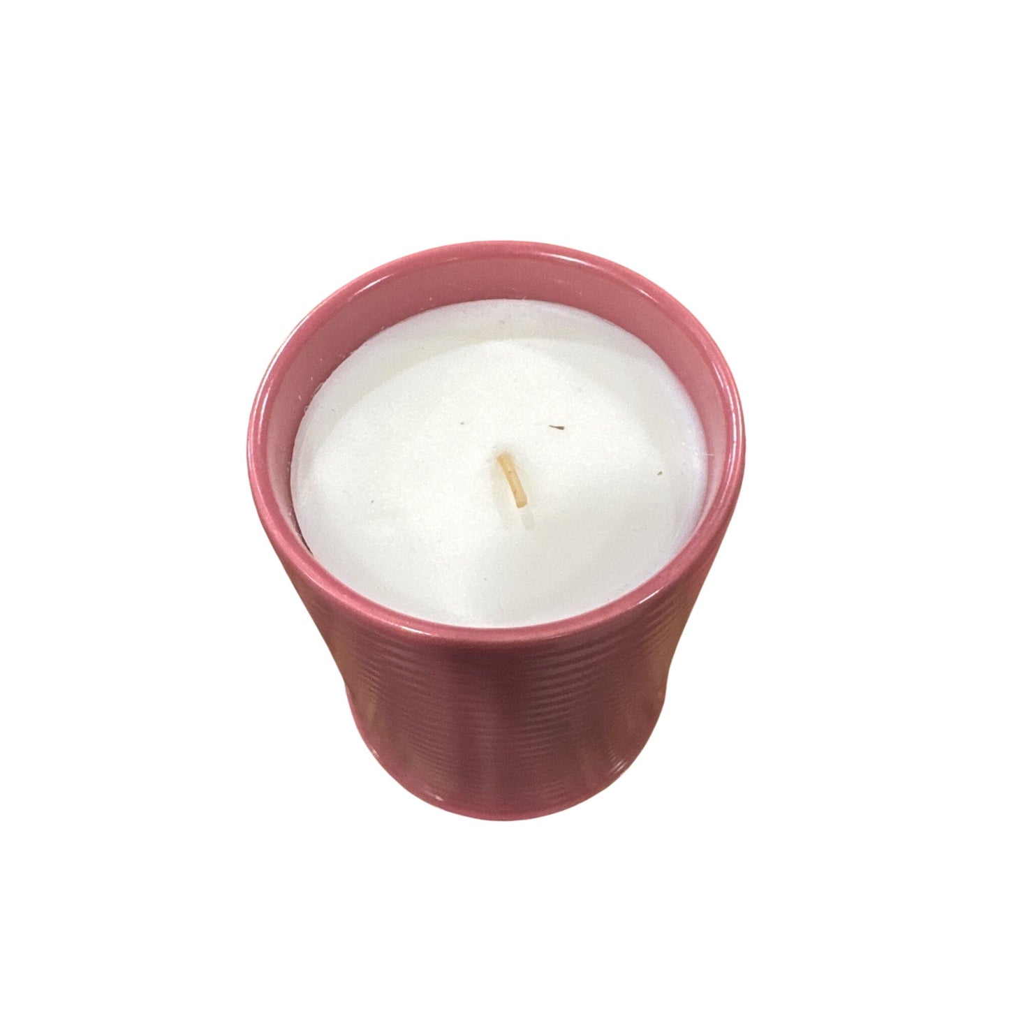 Fresh Strawberry & Hibiscus Scented Candle 14 Oz Ceramic Ribbed Jar