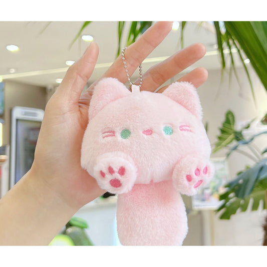 Cute Pink Cat Plush Charm - Soft Mini Bag Charm With Ball Chain For Accessories & Gifts